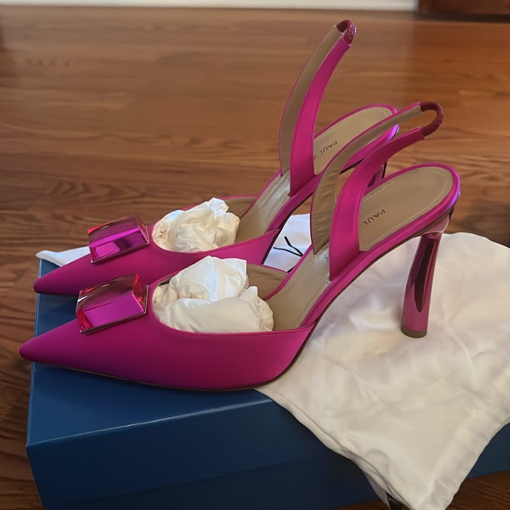 Paul Andrew Pointy Cube heels in fuchsia - 38.5 - w/box & dustbags - Picture 5 of 5